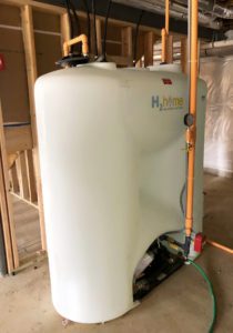 A tank for a home fire sprinkler system.